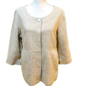 J Jill linen blend metallic lightweight peplum jacket blazer S